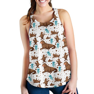 sea lion Seals jellyfish pattern Women Racerback Tank Top