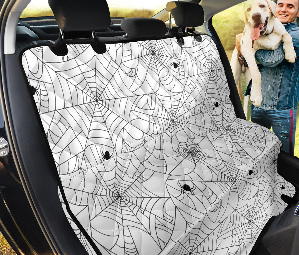 Spider Web Cobweb Pattern White Background Dog Car Seat Covers
