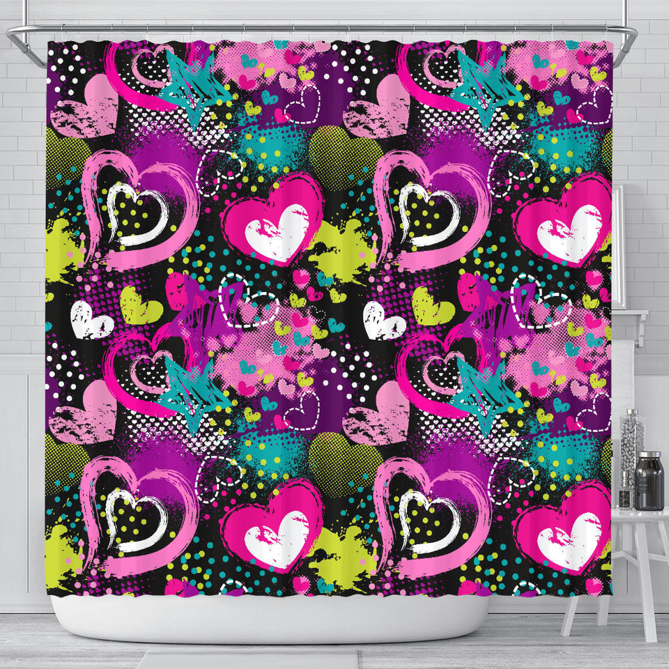 Heart Dot Wave Star Creative Design Pattern Shower Curtain Fulfilled In US