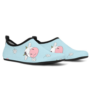 Cute Cow Flower Pattern Aqua Shoes