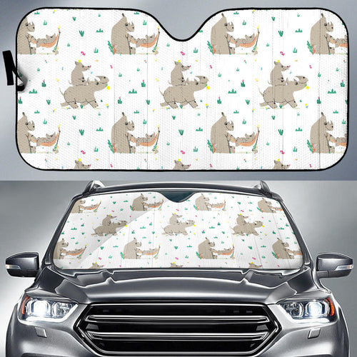 Cute Rhino Pattern Background Car Sun Shade