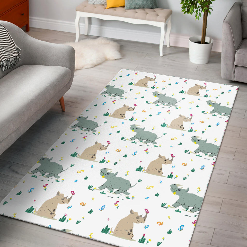 Cute Rhino Pattern Area Rug