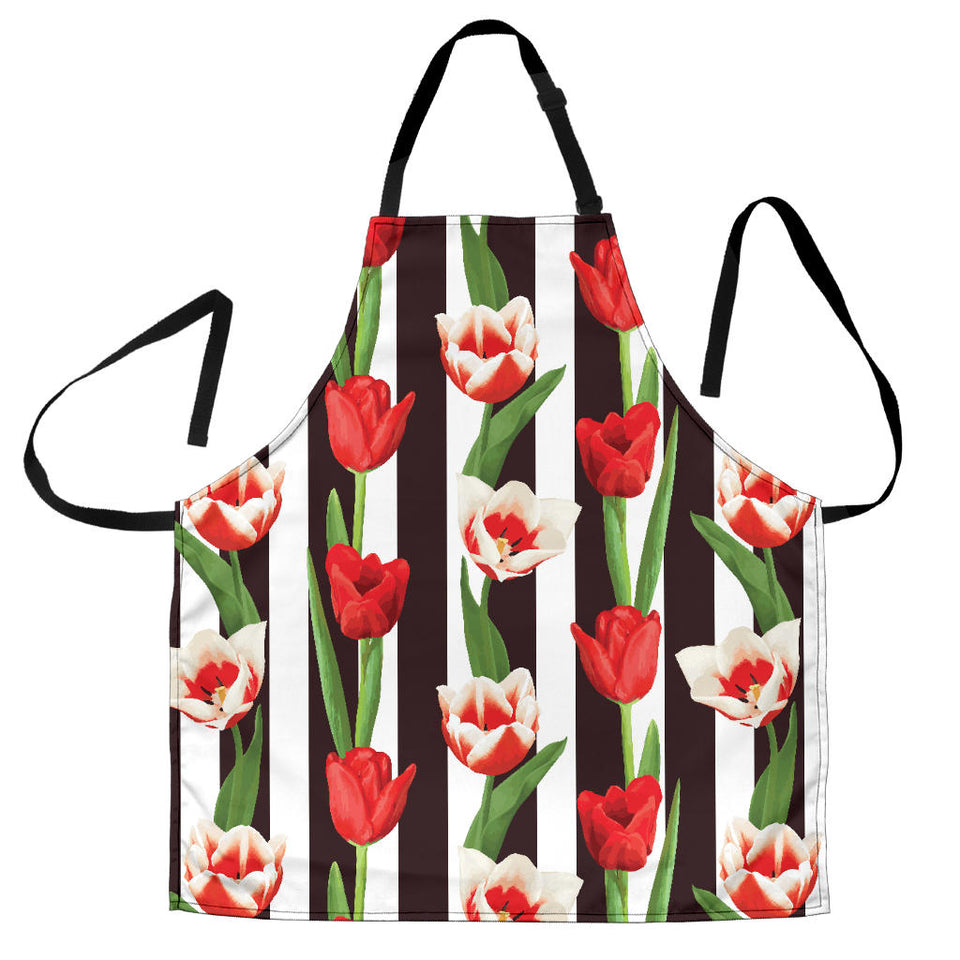 Red And White Tulips Pattern Adjustable Apron