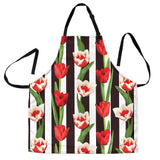 Red And White Tulips Pattern Adjustable Apron