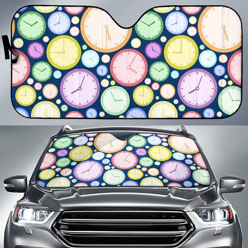 Colorful Clock Background Car Sun Shade