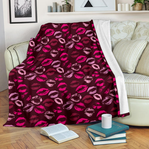 Lips Pattern Print Design 03 Premium Blanket