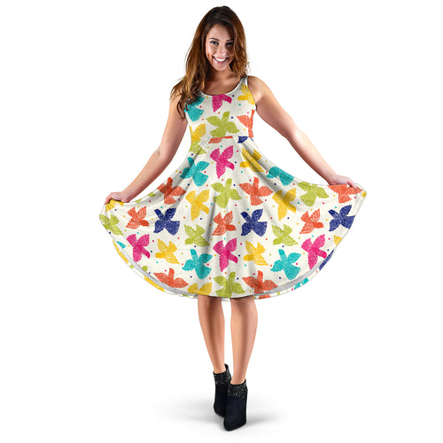 Pigeon Pattern Print Design 01 Sleeveless Midi Dress