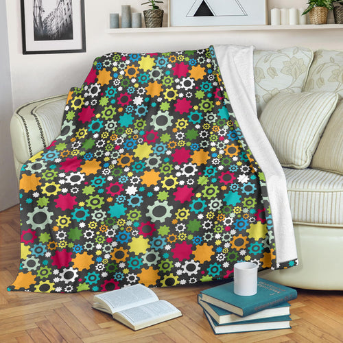 Gear Pattern Print Design 03 Premium Blanket