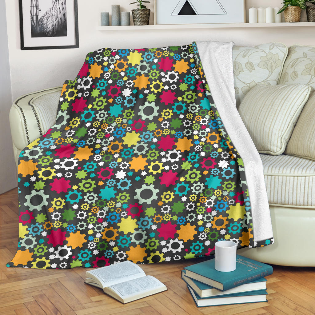Gear Pattern Print Design 03 Premium Blanket