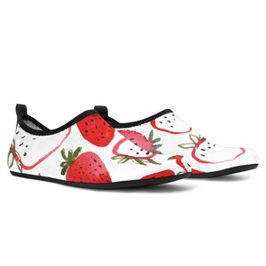 Watercolor Hand Drawn Beautiful Strawberry Pattern Aqua Shoes