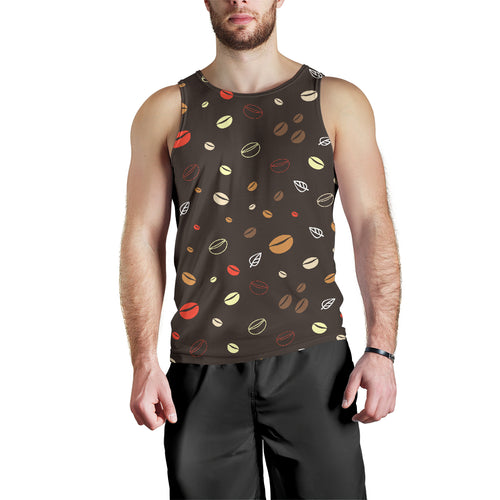 Coffee bean leave pattern Men Tank Top