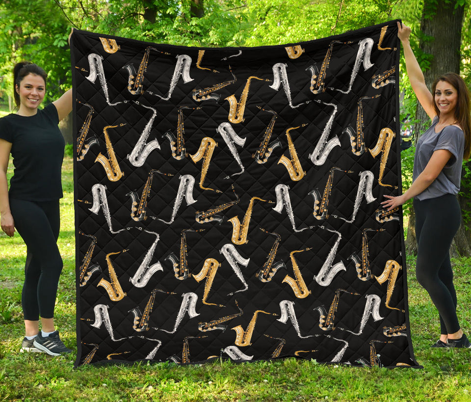 Saxophone Design Pattern Premium Quilt