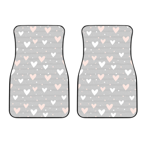 Heart Pattern Gray Background Front Car Mats