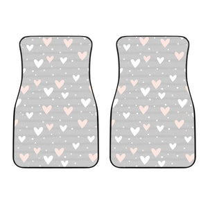Heart Pattern Gray Background Front Car Mats