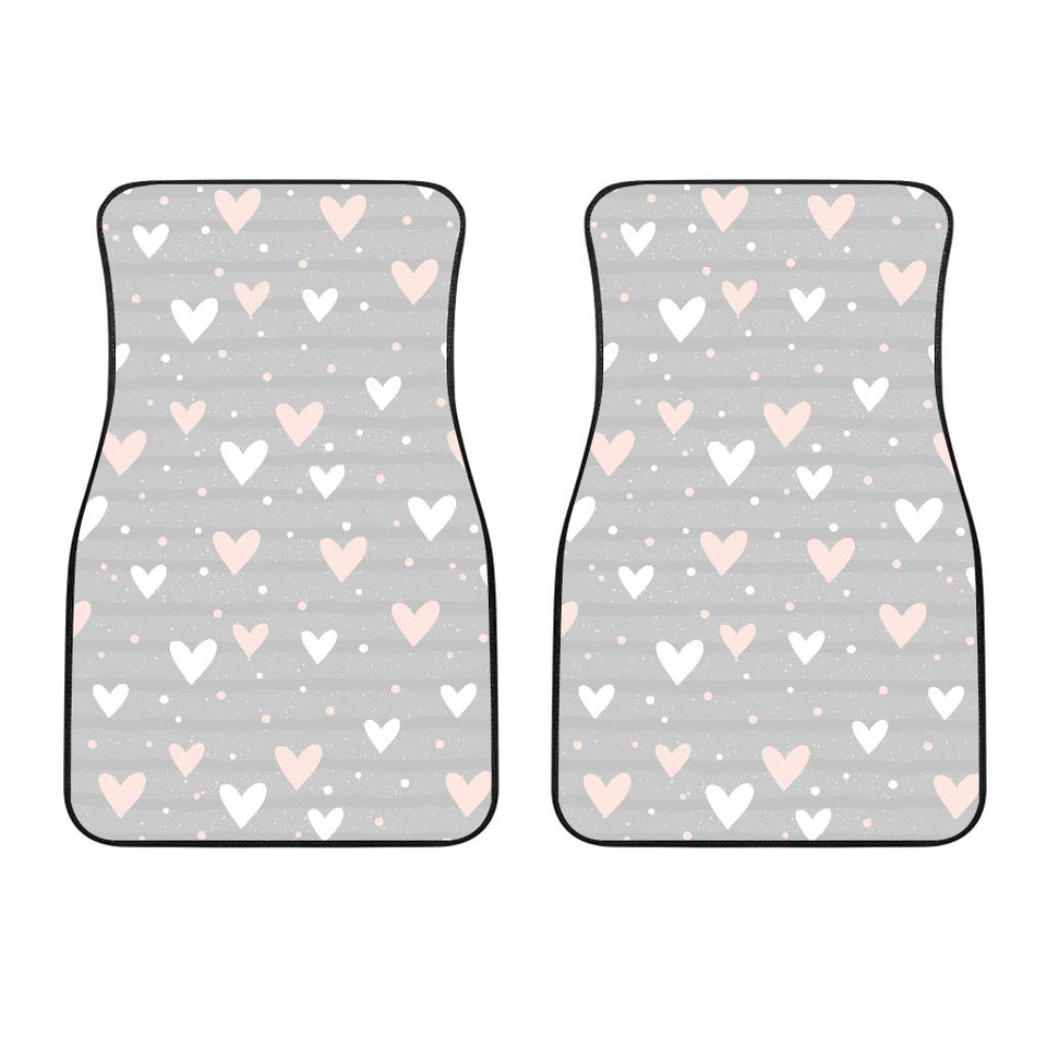 Heart Pattern Gray Background Front Car Mats