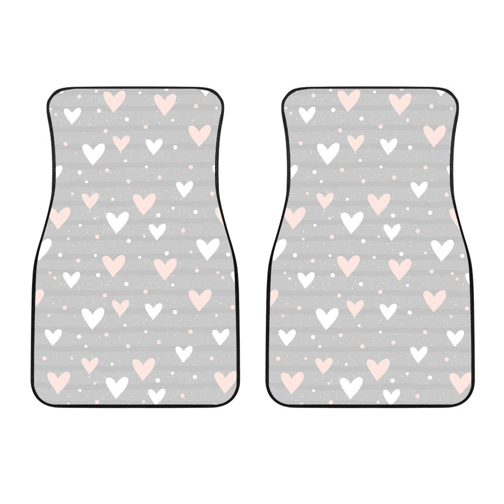 Heart Pattern Gray Background Front Car Mats
