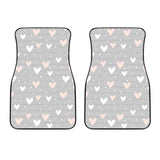 Heart Pattern Gray Background Front Car Mats