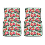 Beautiful Flamingo Tropical Palm Leaves Hibiscus Pateern Background Front Car Mats