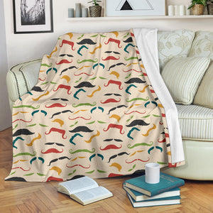 Mustache Beard Pattern Print Design 03 Premium Blanket