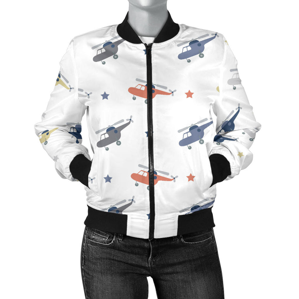 Cute Helicopter Star Pattern Women'S Bomber Jacket