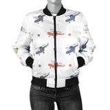 Cute Helicopter Star Pattern Women'S Bomber Jacket