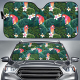 Parrot Palm Tree Leaves Flower Hibiscus Pattern Car Sun Shade