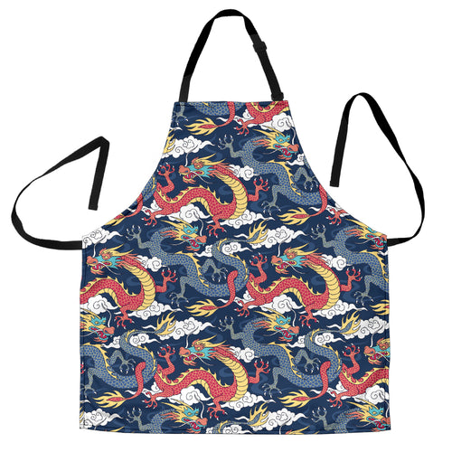 Blue Red Dragon Cloud Pattern Adjustable Apron