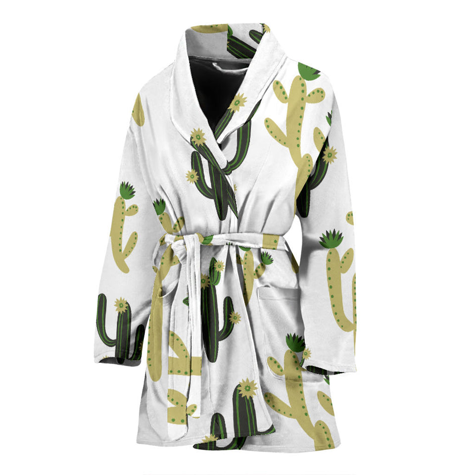 Cute Cactus Pattern Women'S Bathrobe