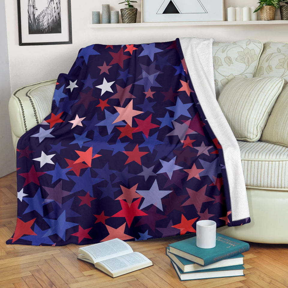 Red Blue Star Pattern Premium Blanket