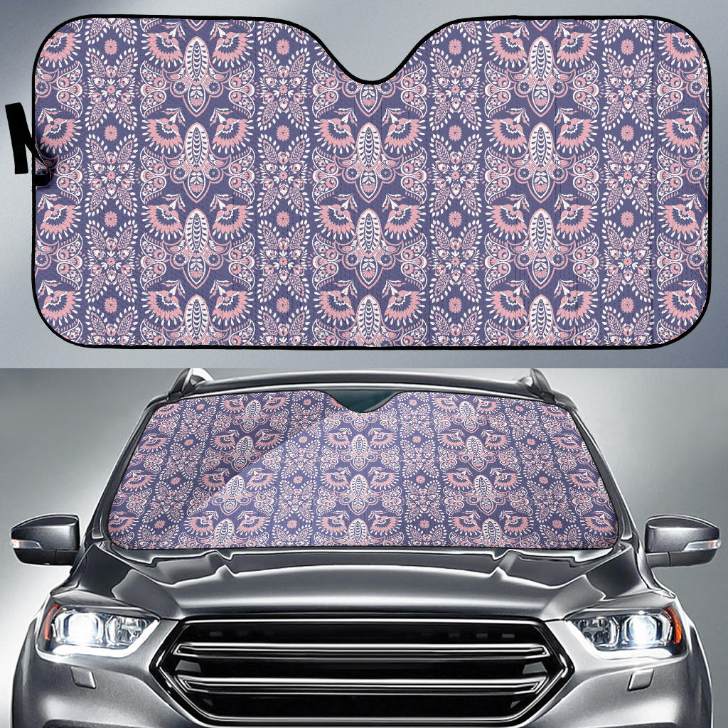 Indian Batik Style Pattern Car Sun Shade