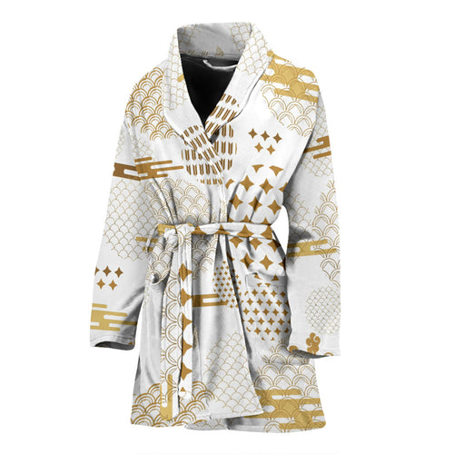 Beautiful Gold Japanese Pattern Women'S Bathrobe