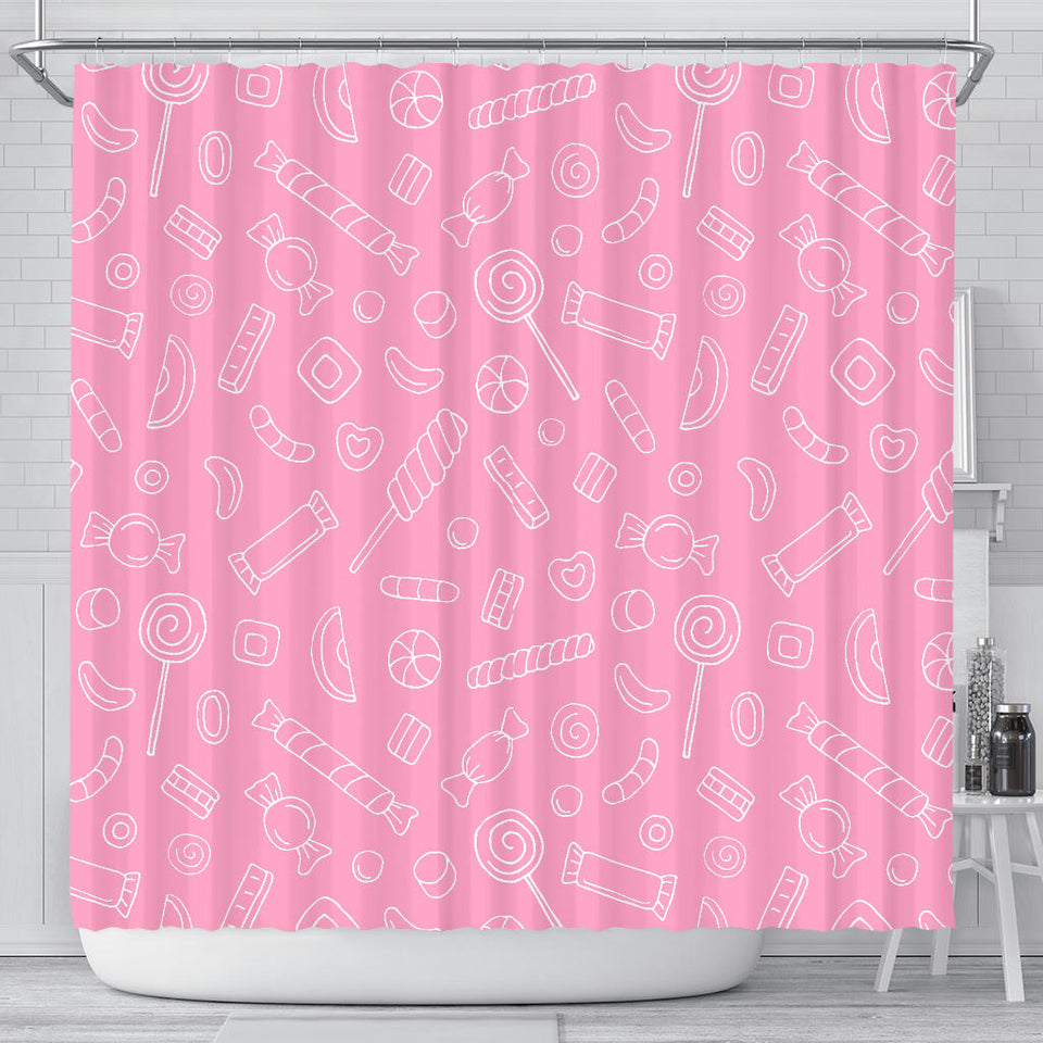 Sweet Candy Pink Background Shower Curtain Fulfilled In US
