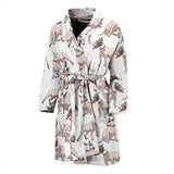 Bull Terrier Pattern Print Design 04 Men's Bathrobe
