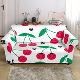 Cherry Pattern White Background Loveseat Couch Slipcover