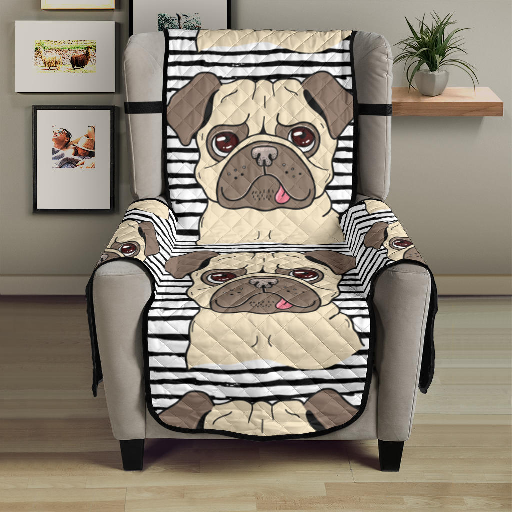 Happy pug pattern Chair Cover Protector
