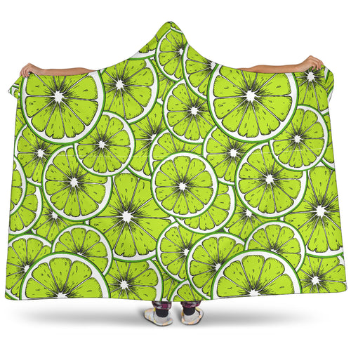 Slices Of Lime Design Pattern Hooded Blanket