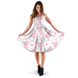 Hand Drawn Ice Cream Pattern Sleeveless Midi Dress