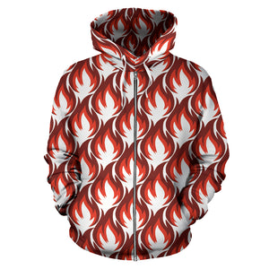 Fire Flame Symbol Design Pattern Zip Up Hoodie