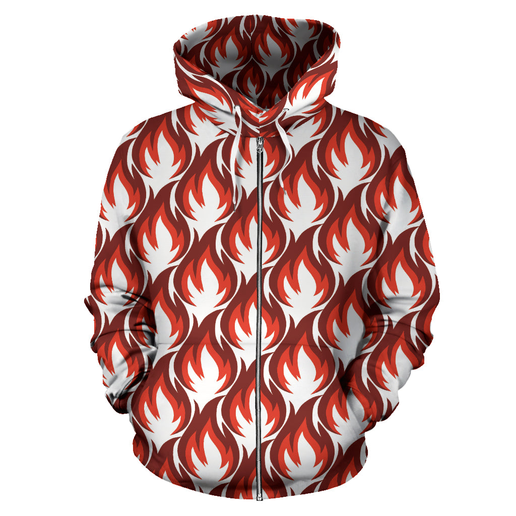 Fire Flame Symbol Design Pattern Zip Up Hoodie