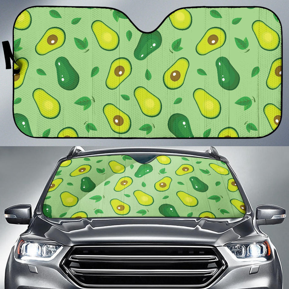 Avocado Pattern Green Background Car Sun Shade