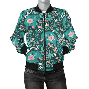 Elephants Jungle Pattern Women'S Bomber Jacket