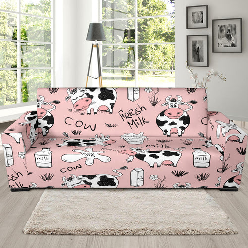 Cows Milk Product Pink Background Sofa Slipcover