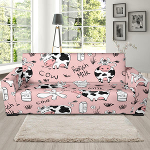 Cows Milk Product Pink Background Sofa Slipcover