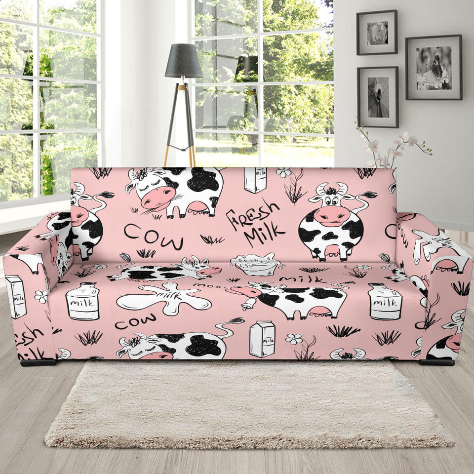 Cows Milk Product Pink Background Sofa Slipcover