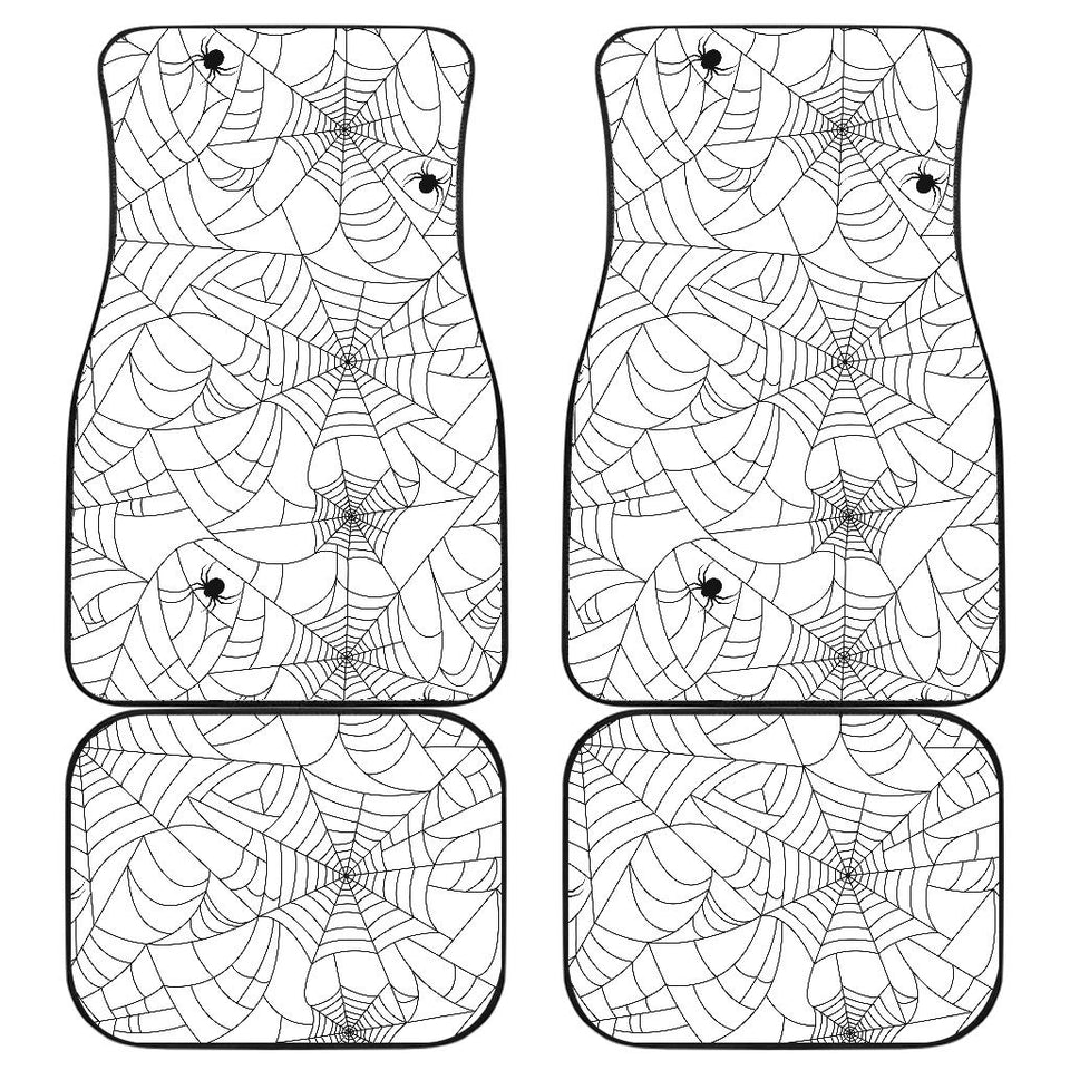 Spider Web Cobweb Pattern White Background Front And Back Car Mats