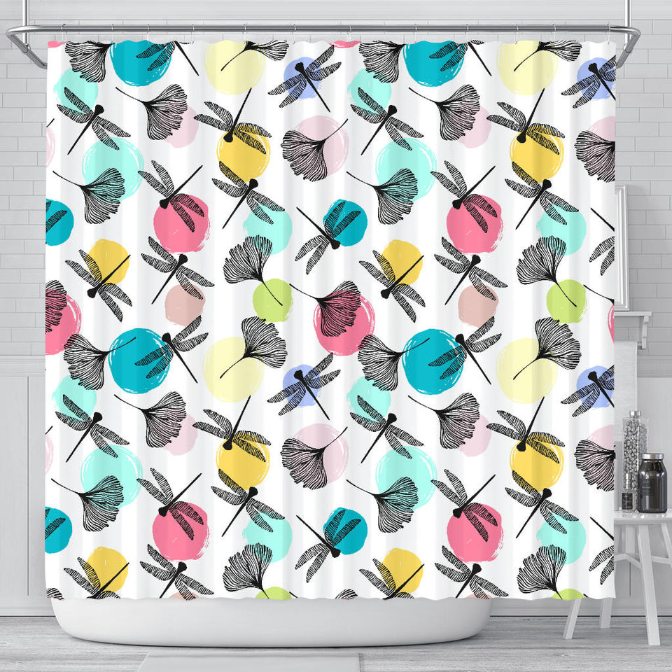 Dragonflies Ginkgo Leaves Pattern Shower Curtain Fulfilled In US