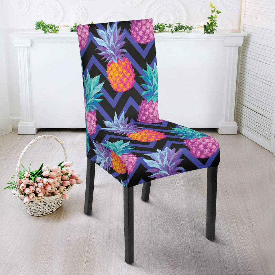 Pineapples Pattern Zigzag Background Dining Chair Slipcover