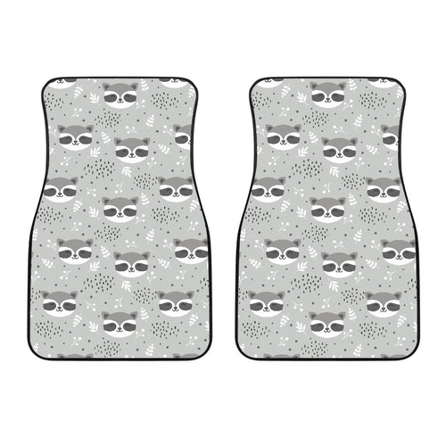 Cute Raccoons Leaves Dot Front Car Mats