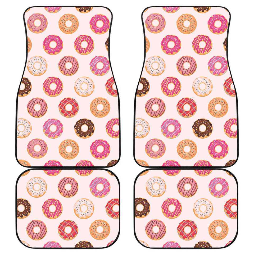 Colorful Donut Pattern Front And Back Car Mats