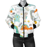 Cute Funny Kids Dinosaurs Pattern Women'S Bomber Jacket